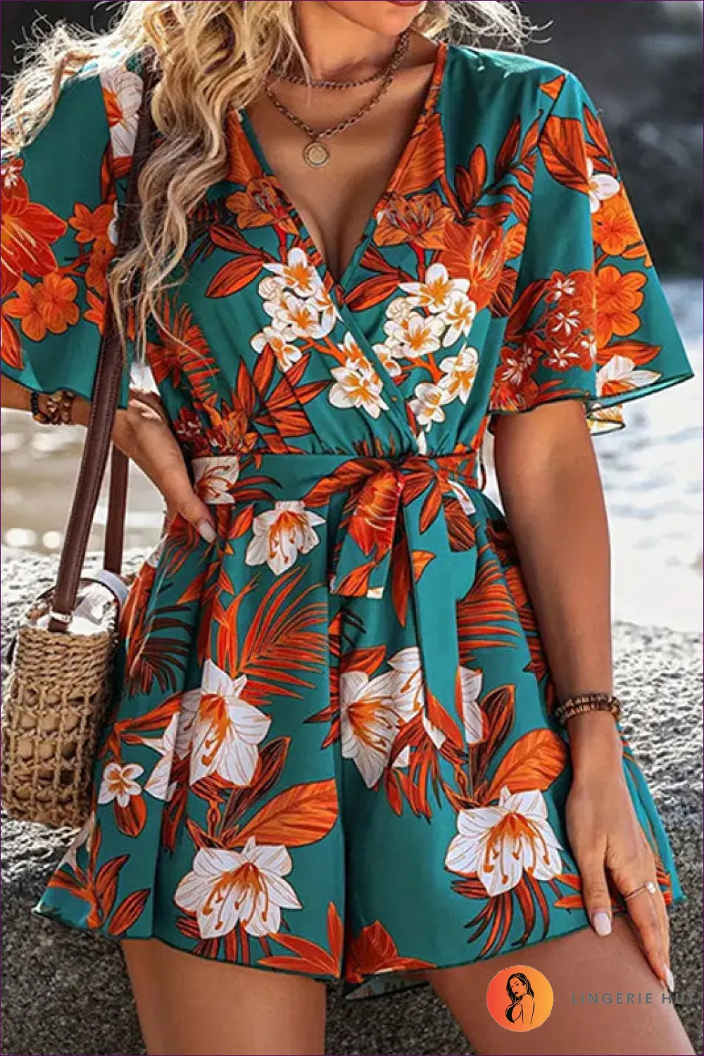 Floral Wrap Romper – Beach Day Essential For x
