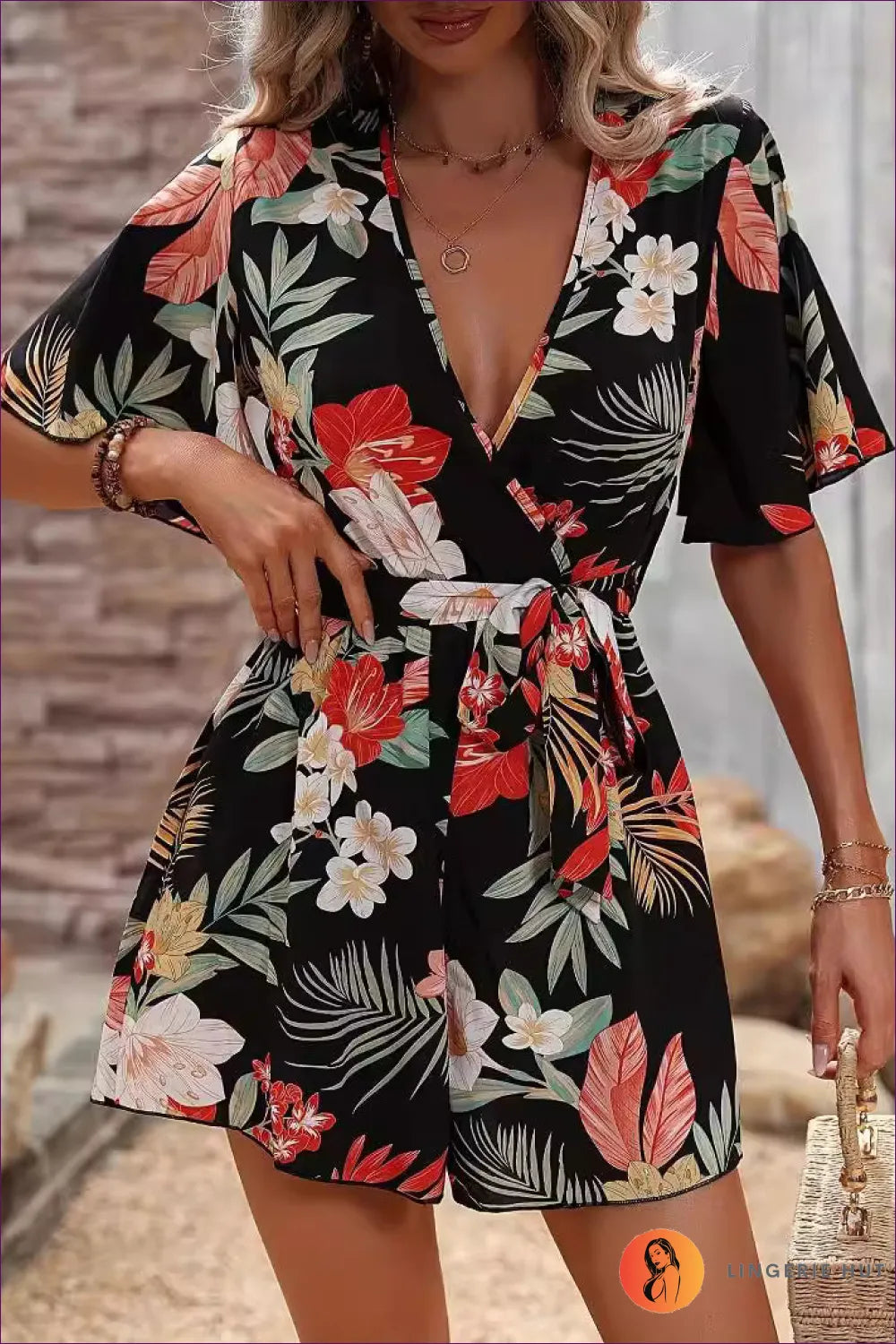 Floral Wrap Romper – Beach Day Essential For x