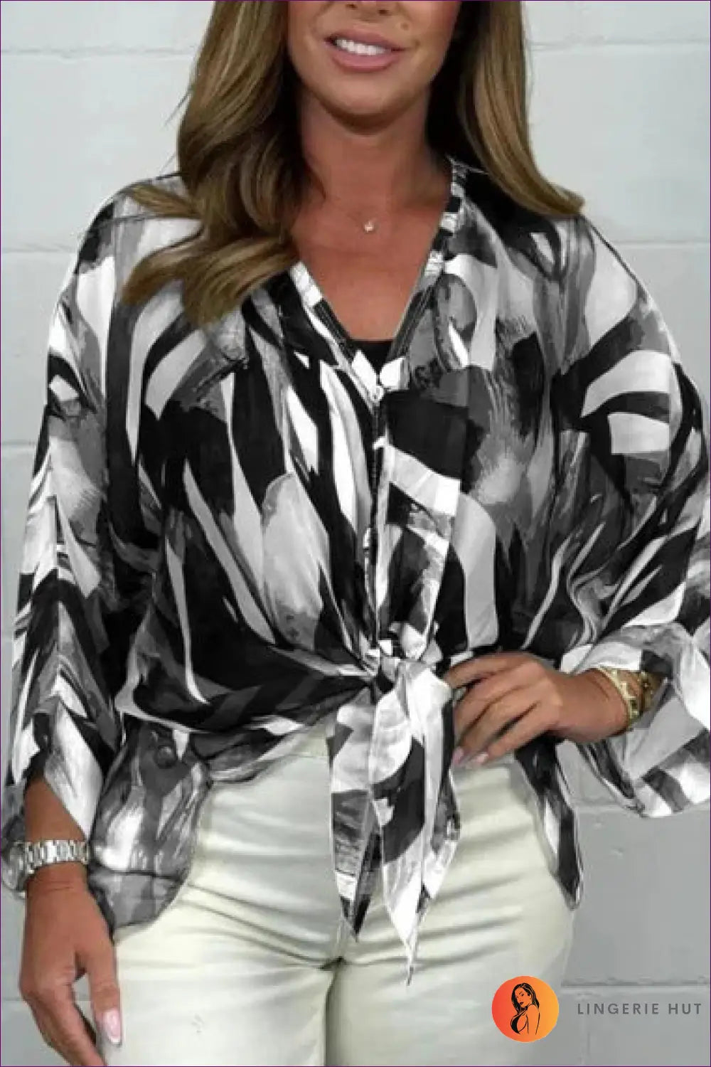 Flowy Watercolour Blouse - Effortless Summer Cool - s / Black - Top - Shirts - Lingerie Hut - Boho • Casual • Chiffon