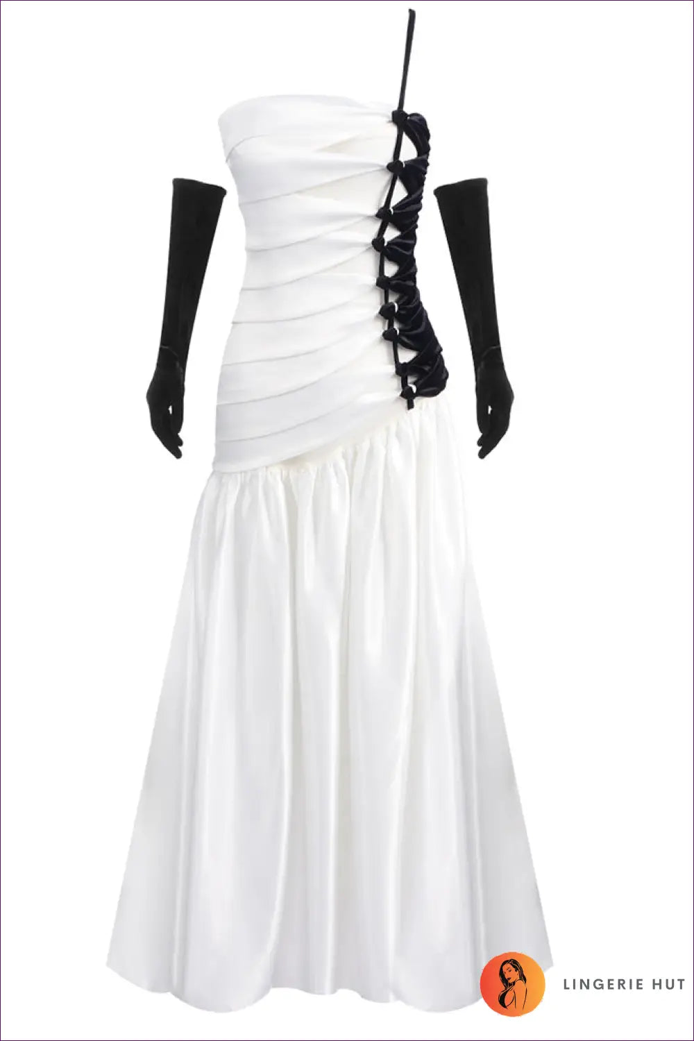 Formal Dress with Lace-up Detail - Modern Romance - Xs / Black White - Dresses - Clothing • Cutout • Date Night