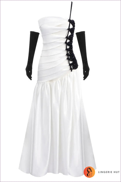 Formal Dress with Lace-up Detail - Modern Romance - Xs / Black White - Dresses - Clothing • Cutout • Date Night