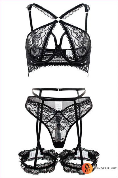 Invoke The Spirit Of French Elegance With Lingerie Hut’s Allure Cut-out 4-piece Set – a Luxurious Ensemble