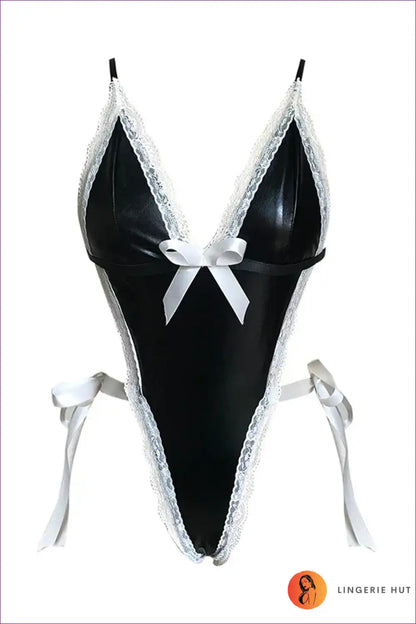 French Maid Bodysuit with Lace Trim - Bold Bedroom Drama for Backless, Bodysuit, Boudoir, Clubwear, Costume