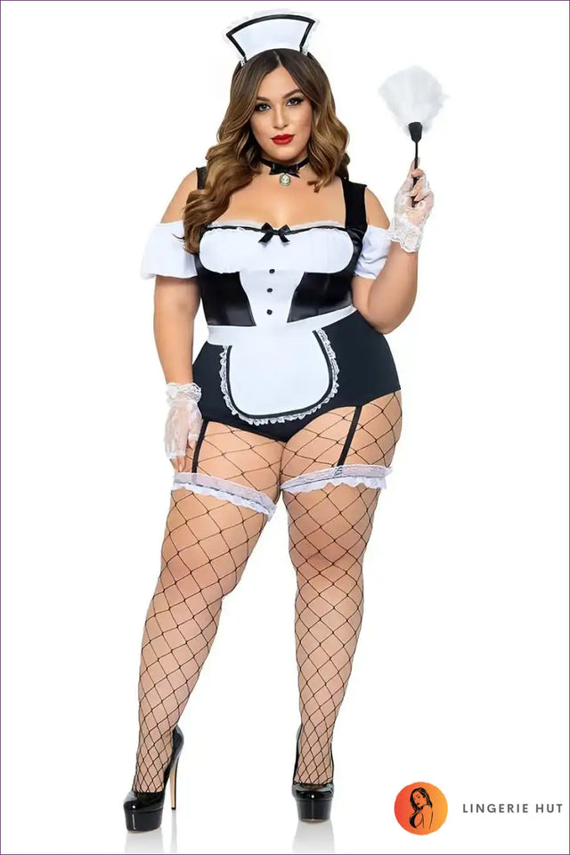 French Maid Costume with Cameo Choker Collar - Classic Elegance