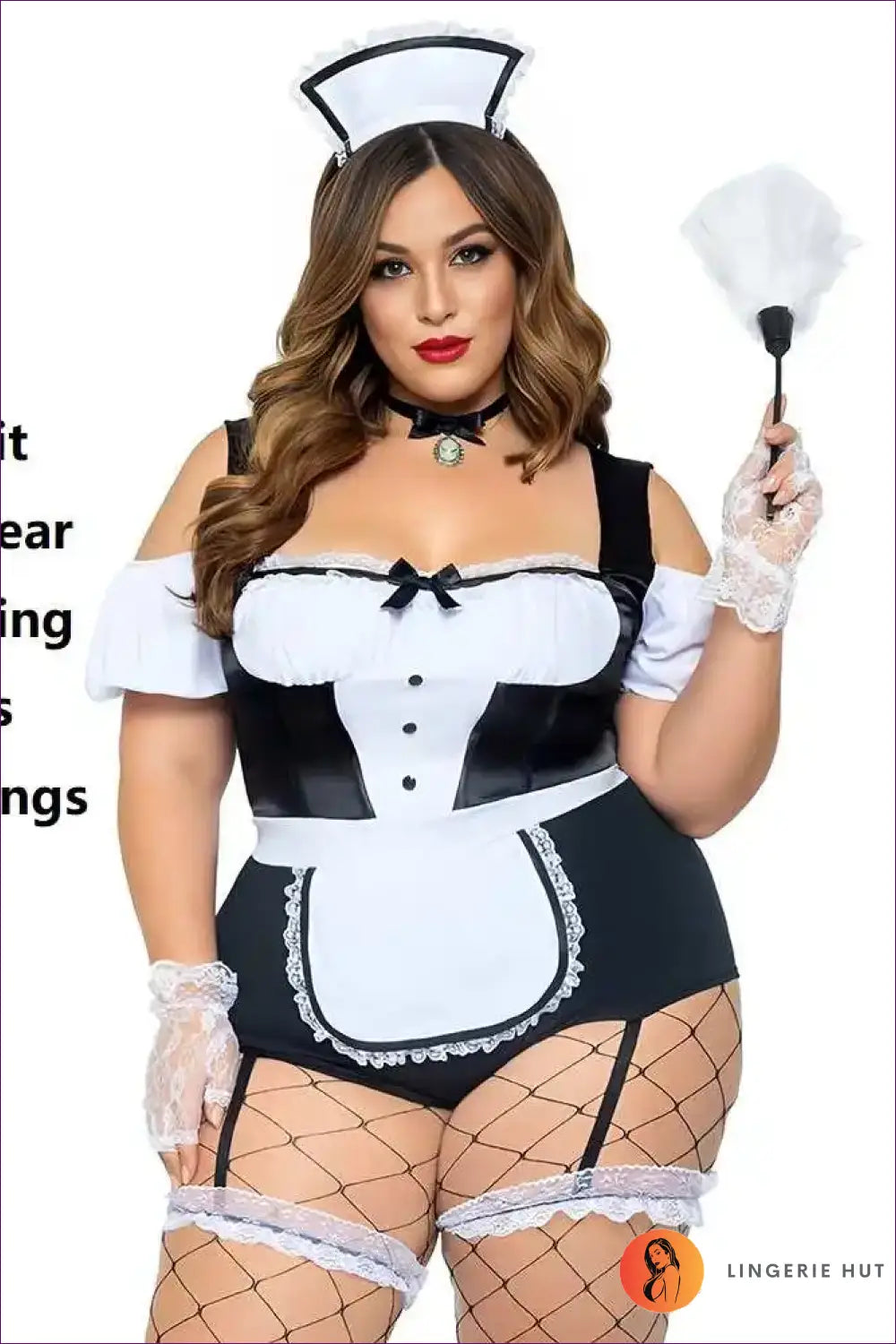 French Maid Costume with Cameo Choker Collar - Classic Elegance - 01 / Xxl - just in • Party • Role Play - Lingerie Hut