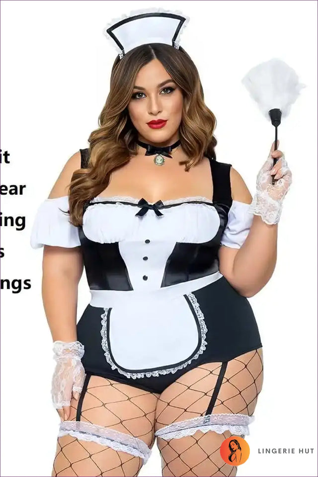 French Maid Costume with Cameo Choker Collar - Classic Elegance