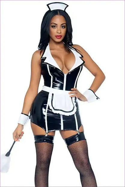 French Maid Costume with Classic Ruffle Detail - Halloween Essential for Costume, Halloween, just In, Maid,
