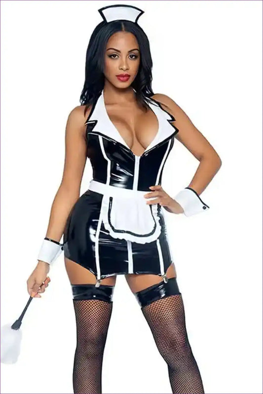 French Maid Costume with Classic Ruffle Detail - Halloween Essential for Costume, Halloween, just In, Maid,