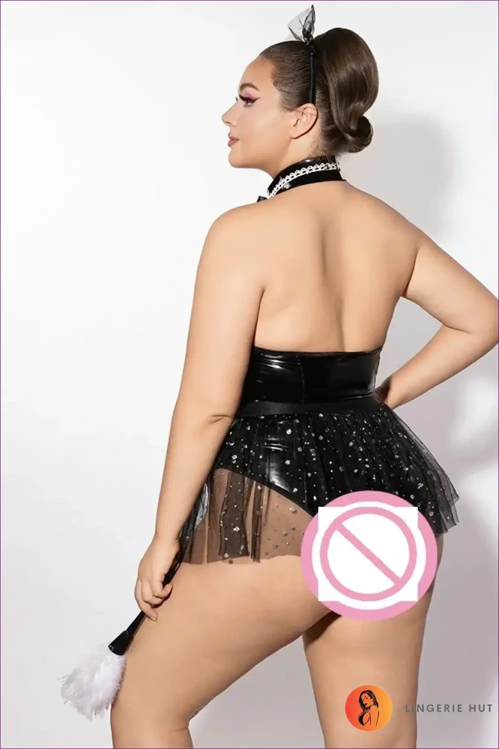 French Maid Costume with Coffee Apron Patch - Playful Charm - 01 / Xxl - just in • Party • Role Play - Lingerie Hut