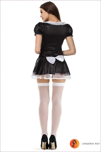 French Maid Costume Dress with Ruffled Skirt - Cosplay Classic for Boudoir, Clubwear, Costume, Evening Wear,