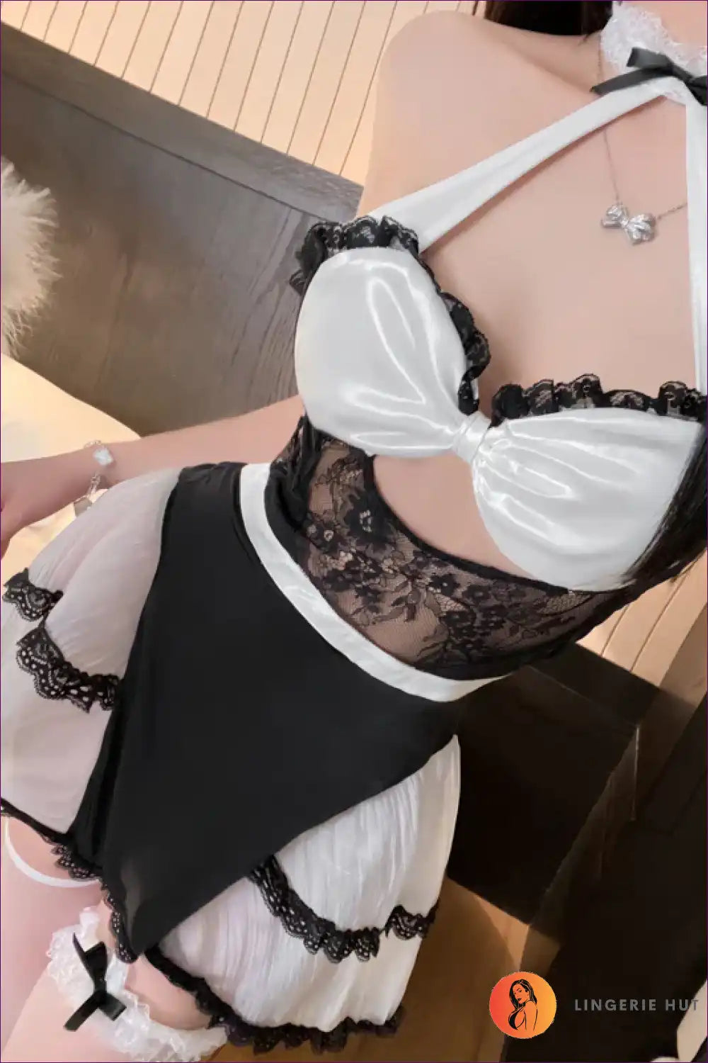 French Maid Costume with Halter Neck - Nightclub Party Vibes for Clubwear, Costume, Halter, just In,