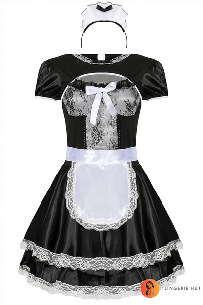 French Maid Costume with Lace Apron - After Hours Ease - Black / m - Clubwear • Halloween • just in • Lingerie Hut