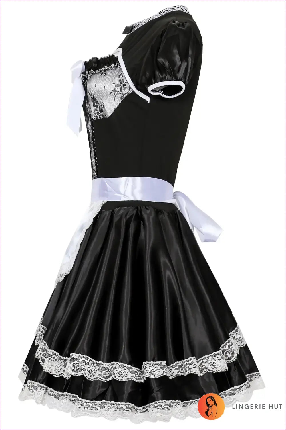 French Maid Costume with Lace Apron - After Hours Ease - Black / m - Clubwear • Halloween • just in • Lingerie Hut