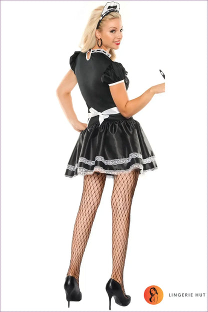 French Maid Costume with Lace Apron - After Hours Ease - Black / m - Clubwear • Halloween • just in • Lingerie Hut