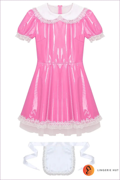 French Maid Costume with Lace Apron - Playful Confidence - Outfit Set - Lingerie Hut - A-line • Clubwear • Halloween