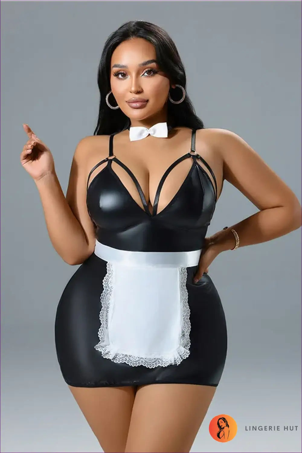 French Maid Costume with Lace Trim Apron - Classic Elegance - just in • Party • Role Play - Lingerie Hut