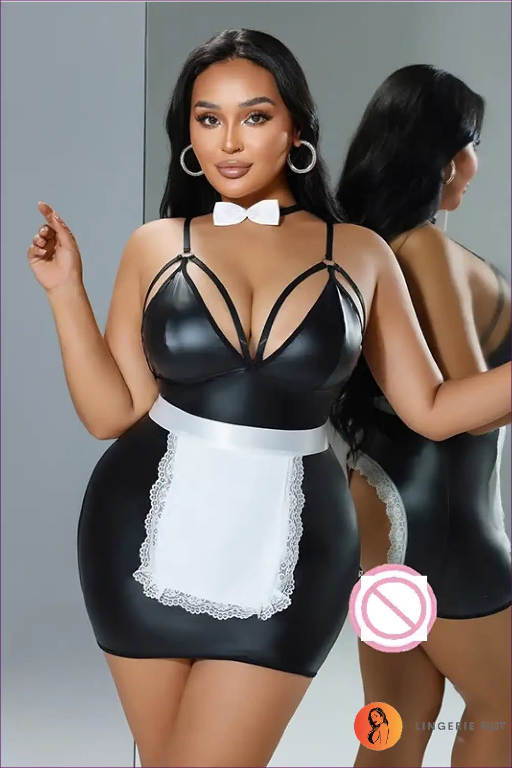 French Maid Costume with Lace Trim Apron - Classic Elegance - just in • Party • Role Play - Lingerie Hut