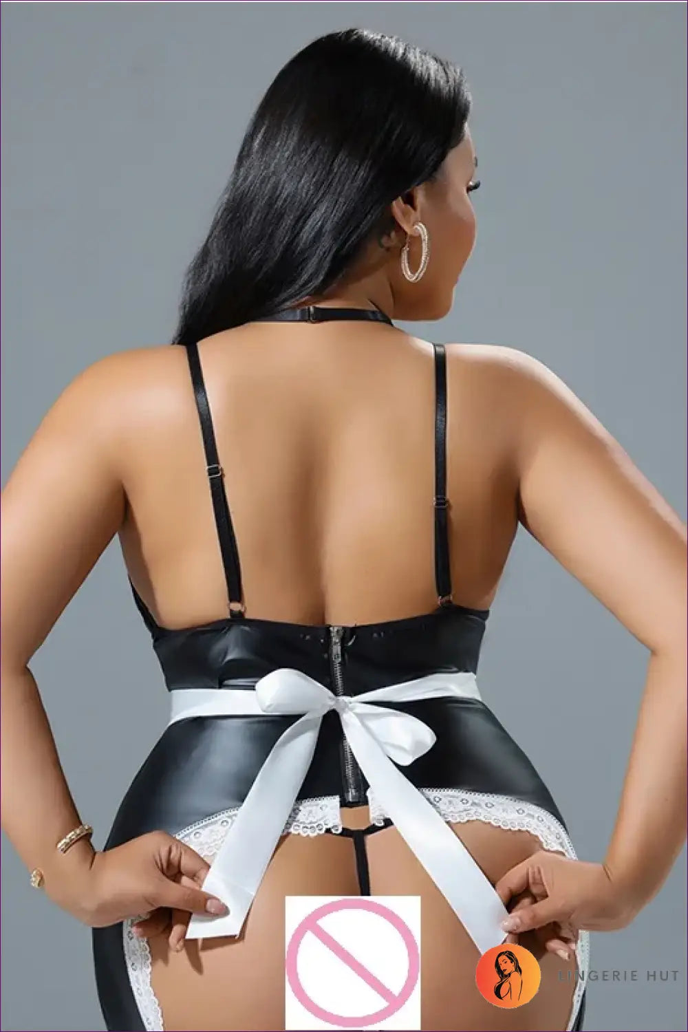 French Maid Costume with Lace Trim Apron - Classic Elegance - just in • Party • Role Play - Lingerie Hut