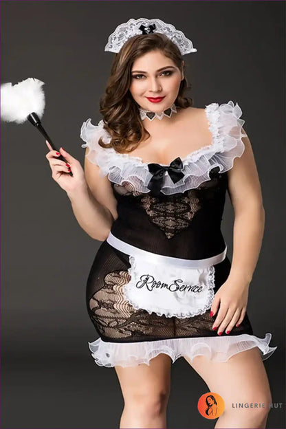 French Maid Costume with Lace Trim - Bedroom Confidence for Boudoir, Costume, just In, Lace,