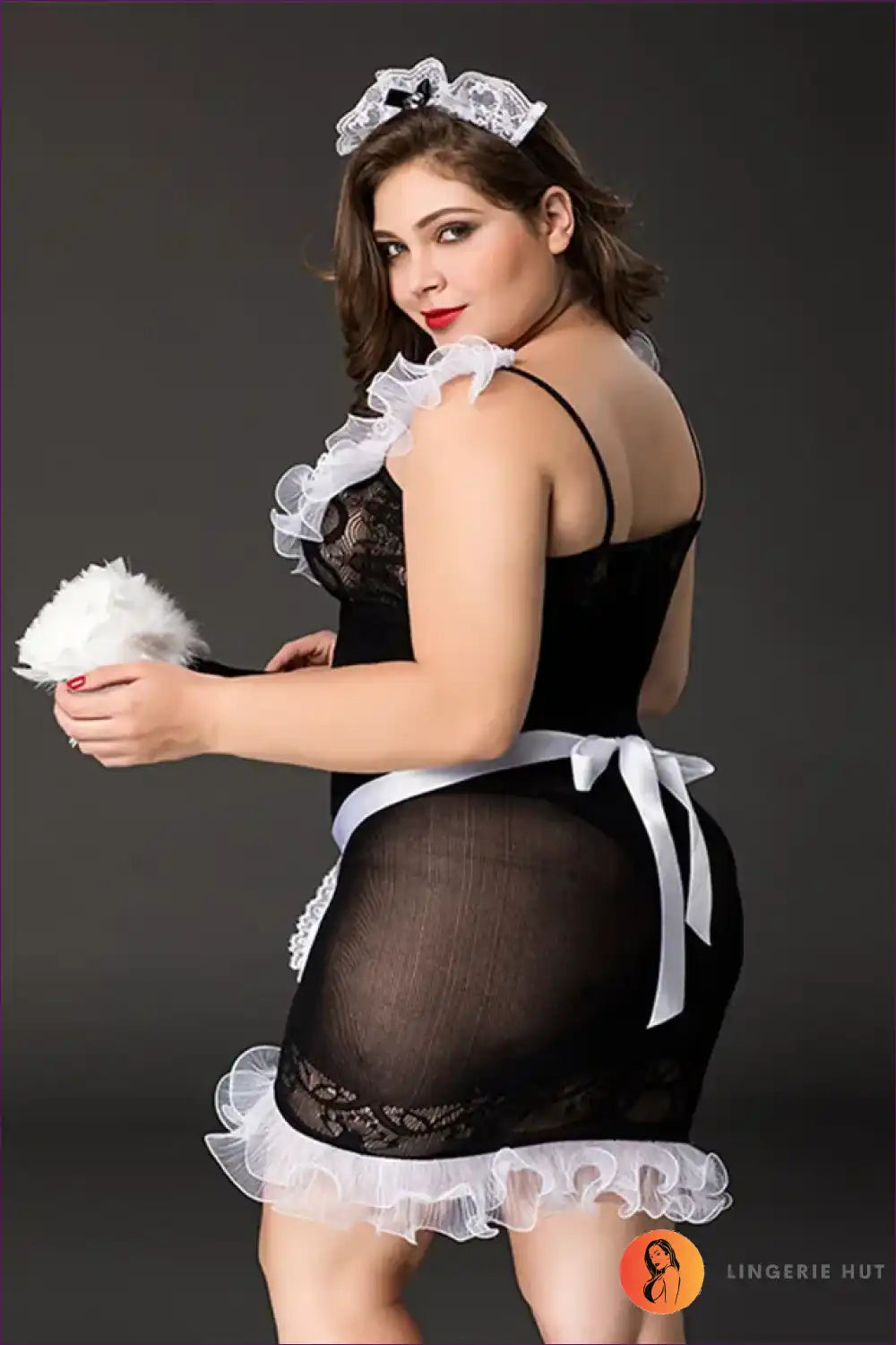 French Maid Costume with Lace Trim - Bedroom Confidence for Boudoir, Costume, just In, Lace,