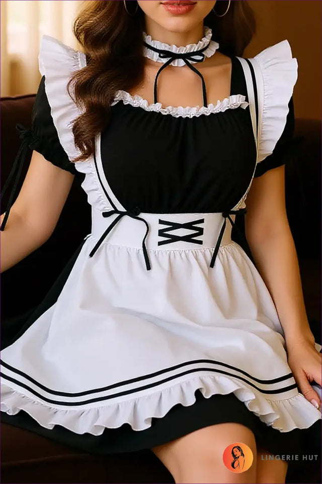 French Maid Costume with Lolita Frills - Playful Cosplay Charm