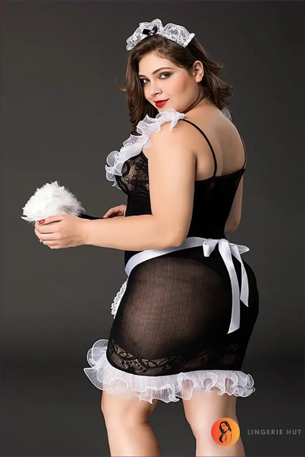 French Maid Costume with Room Service Apron - Cheeky Hospitality - 01 / Xxl - just in • Party • Role Play - Lingerie Hut