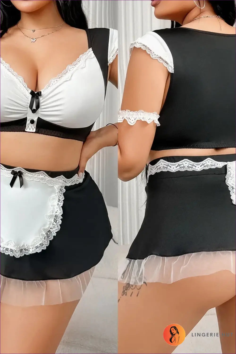 French Maid Costume with Ruffle Trim Apron - Sweet Confidence - 01 / s - just in • Party • Role Play - Lingerie Hut