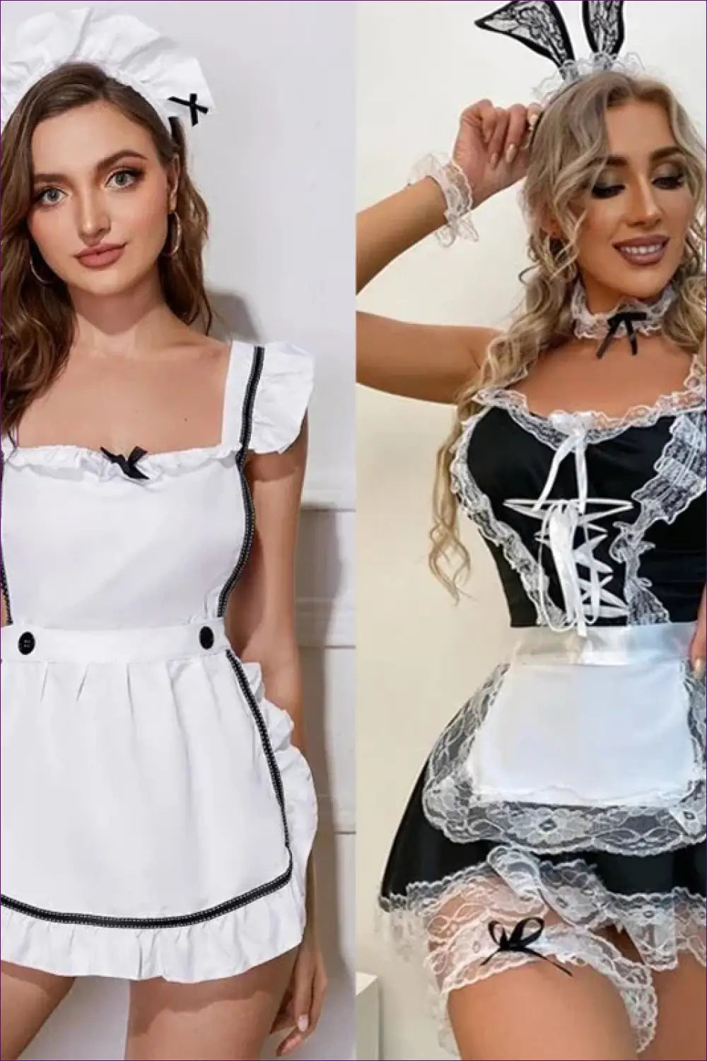 French Maid Costume Set - Classic Fantasy Roleplay Ready - Outfit - Lingerie Hut - Evening Wear • Glamour • Mini