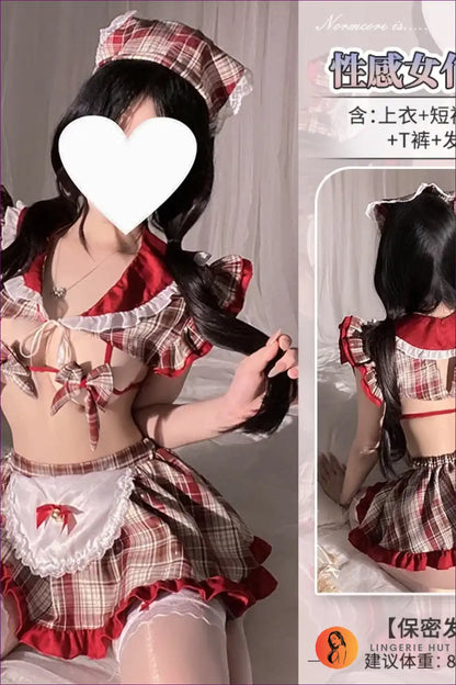 French Maid Costume Set with Sheer Two-piece Design - Party Ready for Costume, just In, Maid, Party, Roleplay