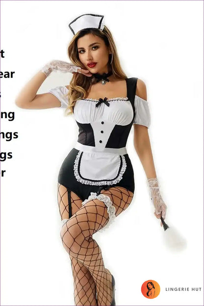 French Maid Costume with Sleeveless Bodice - Servant Cosplay Outfit for Casual, Costume, just In, Maid, Party