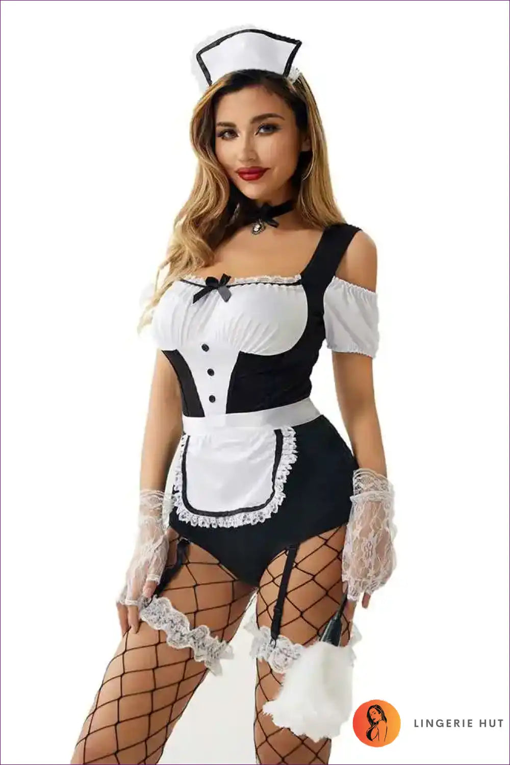 French Maid Costume with Sleeveless Bodice - Servant Cosplay Outfit for Casual, Costume, just In, Maid, Party