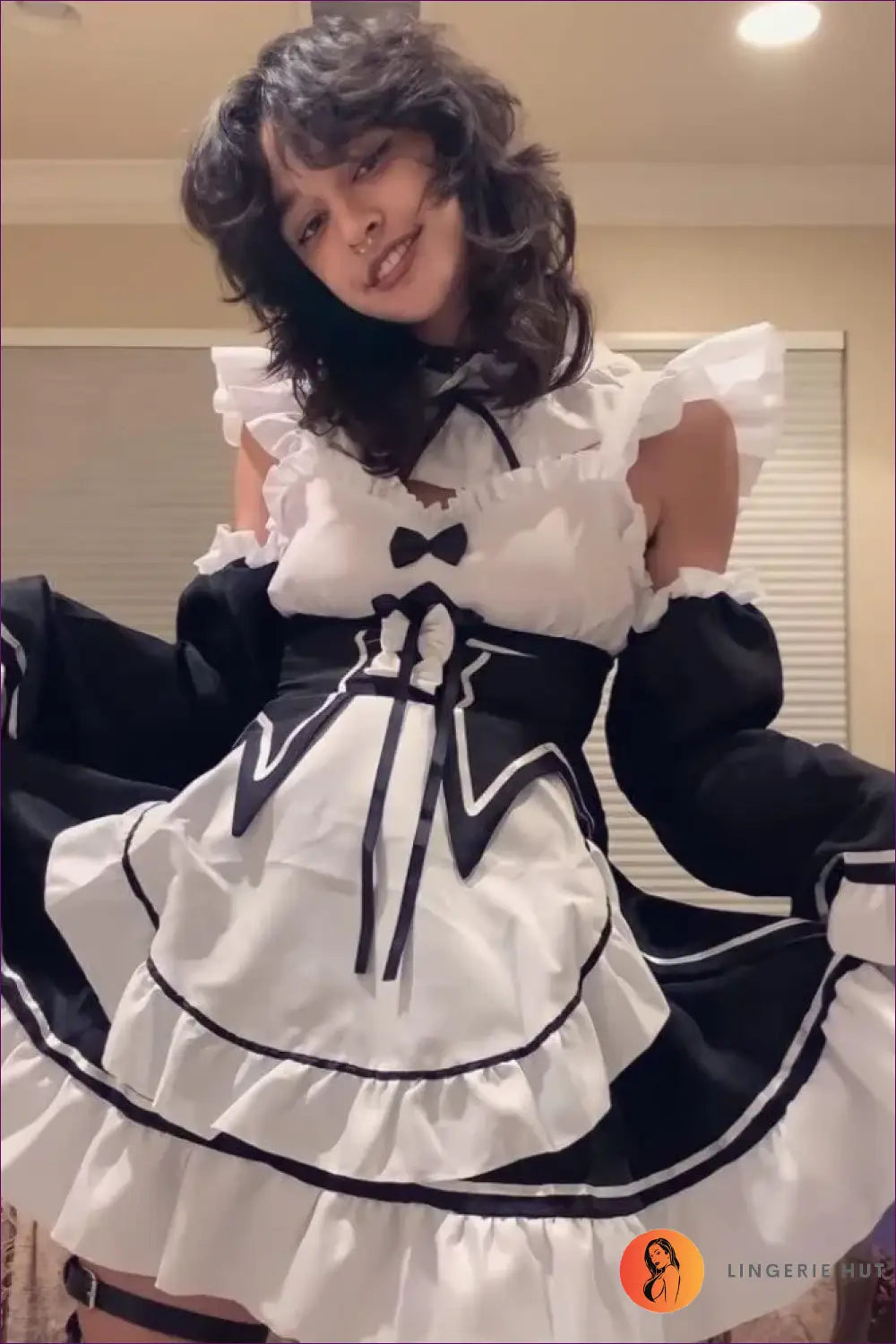 French Maid Costume with White Apron - Playful Role Play - Kytf11c117-white / l - Boudoir • Halloween