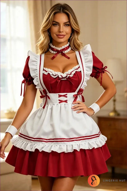 French Maid Costume with White Apron - Playful Role Play - Boudoir • Halloween • just in • Lingerie - Hut
