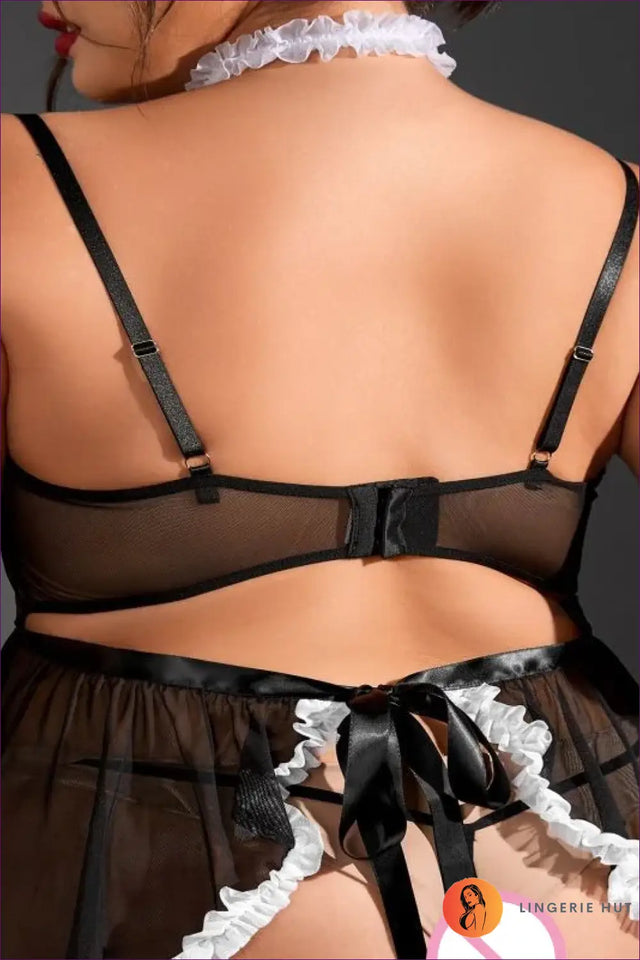 French Maid Costume with Sheer Apron - Fantasy Roleplay Ready