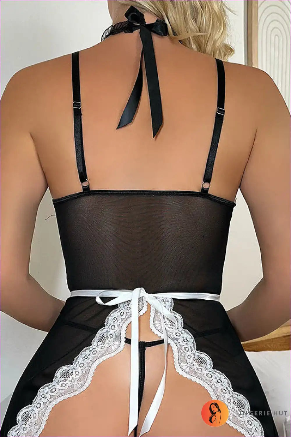 French Maid Sheer Lingerie Set - Playful & Tempting for Boudoir, Glamour, Lingerie, Maid, Night