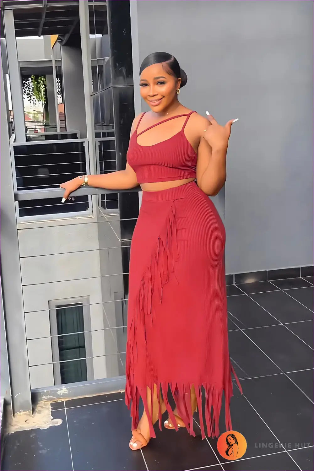 Fringed Crop Top & Maxi Skirt co Ord - Boho Summer Ready - Clothing - Lingerie Hut - Beachwear • Casual