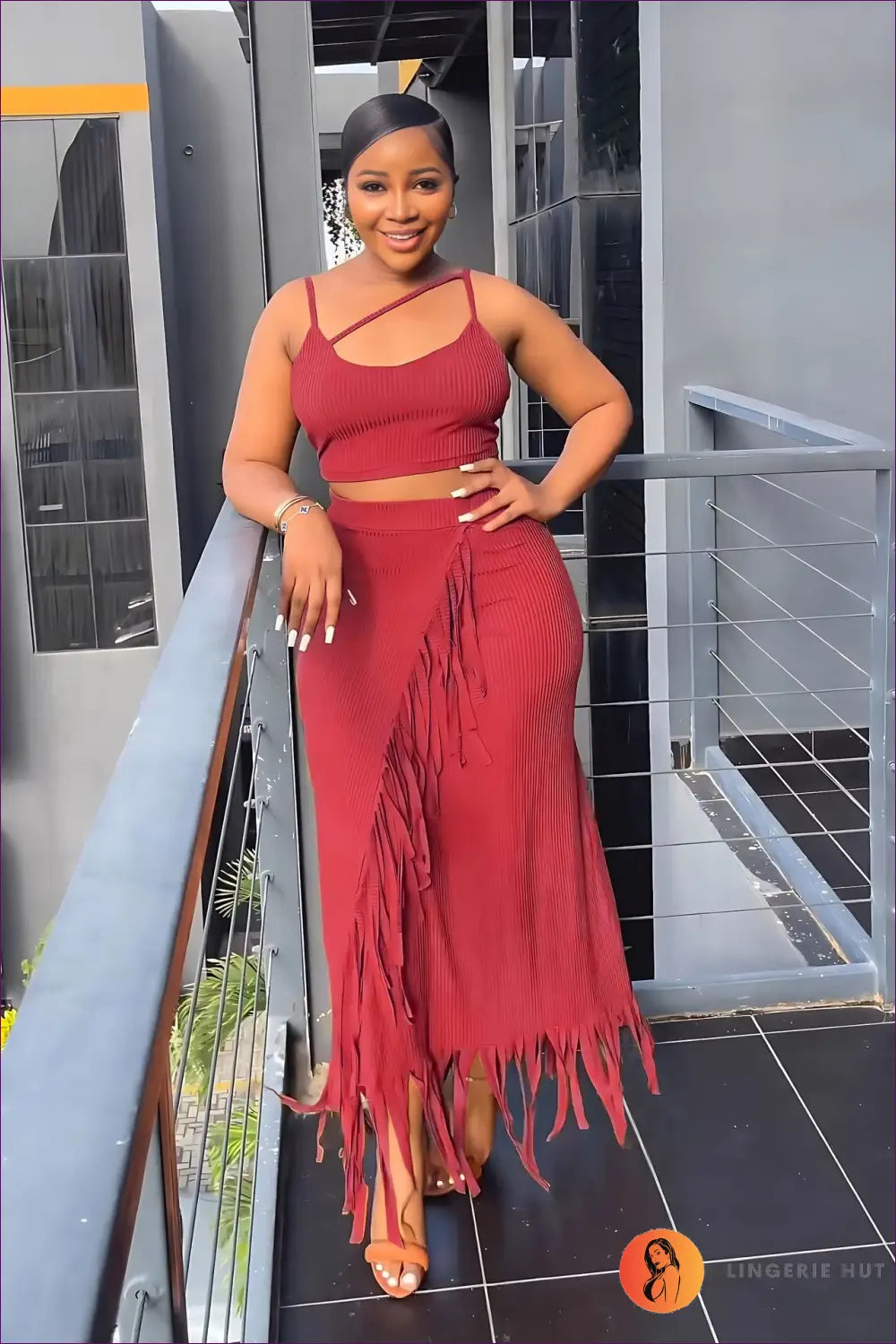 Fringed Crop Top & Maxi Skirt co Ord - Boho Summer Ready - Clothing - Lingerie Hut - Beachwear • Casual