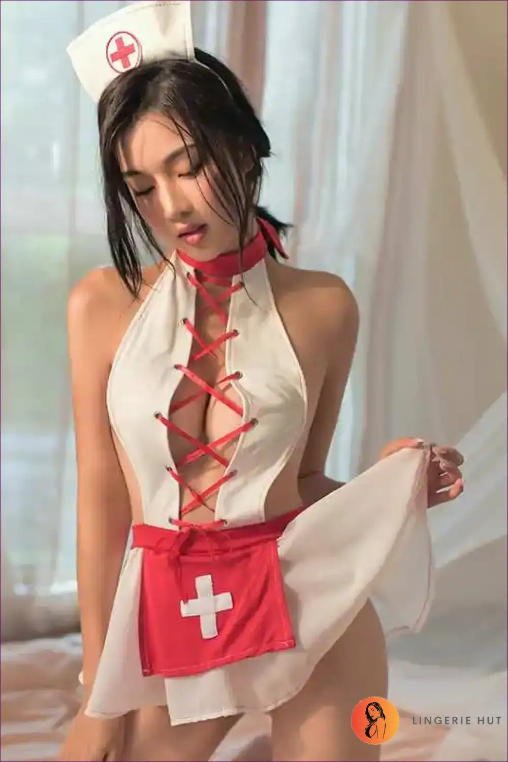 Front Hollow-out Nurse Dress for Statement Cosplay Evenings Backless, Cutout, Date Night, just In,