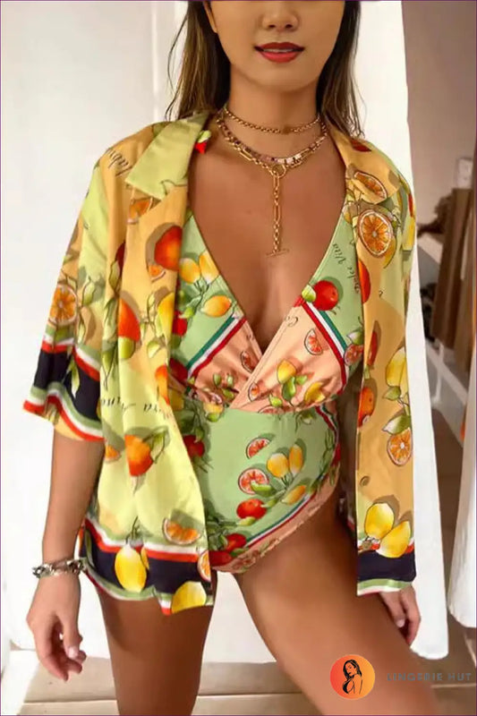 Fruit Print Shirt - Summer Outings Sorted - Lingerie Hut - Boho • Casual • Everyday • Floral • Polyester