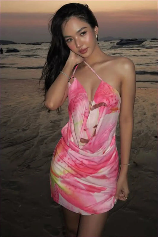Fuchsia Pink Eyelet Mini Dress - Square Neck & Fringe Hem - Boho • Elegant • Everyday • just in - Lingsharp