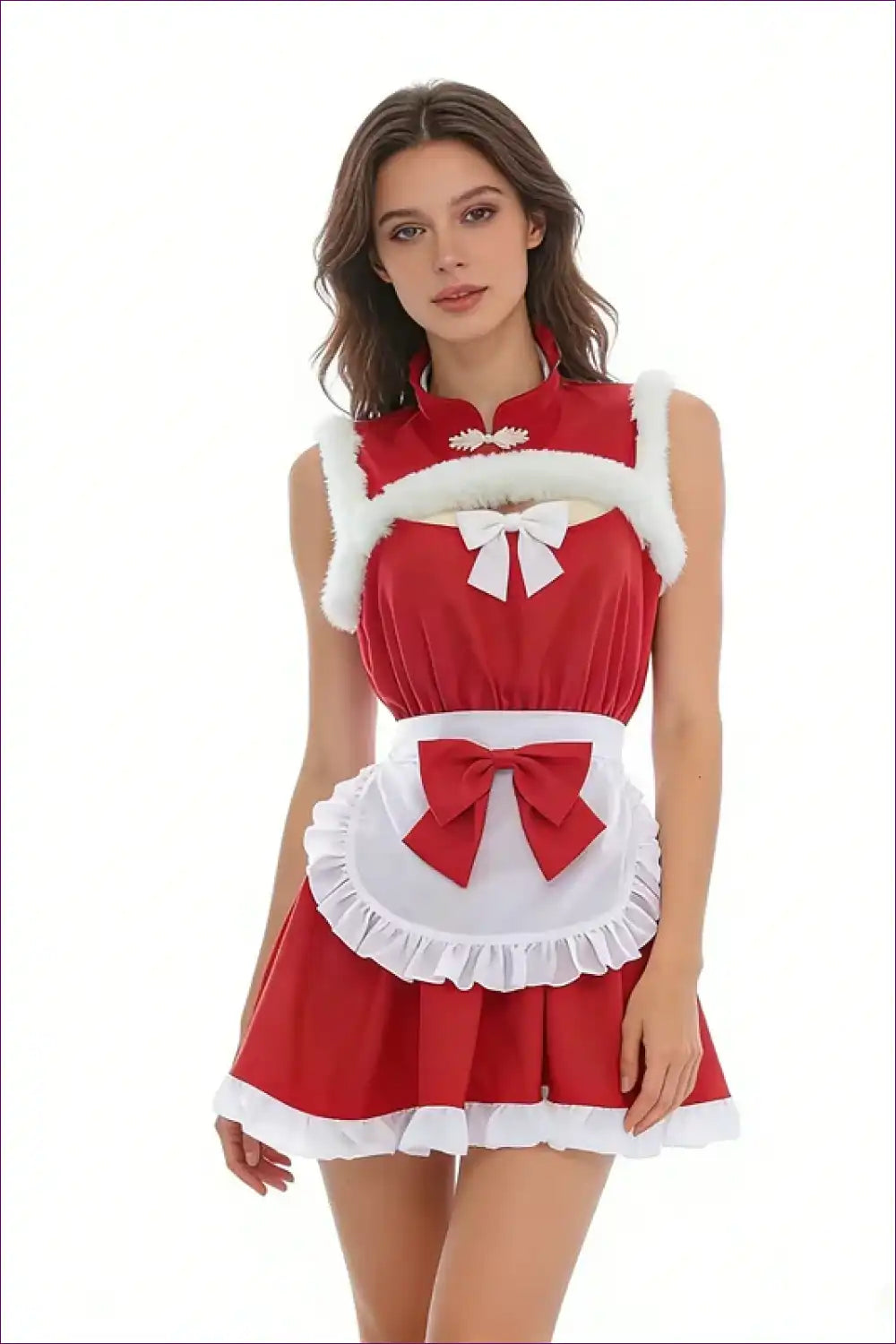 Furry Apron Christmas Maid Dress Set - Cosy Festive Lingerie for a Line, Casual, Costume, just In,