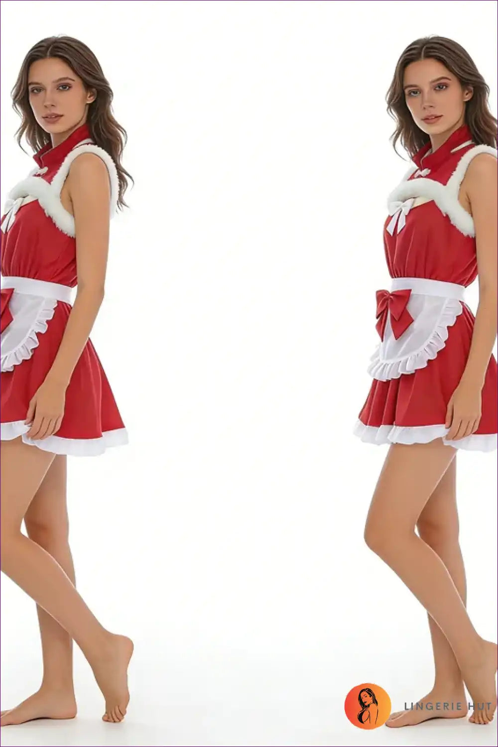 Furry Apron Christmas Maid Dress Set - Cosy Festive Lingerie for a Line, Casual, Costume, just In,