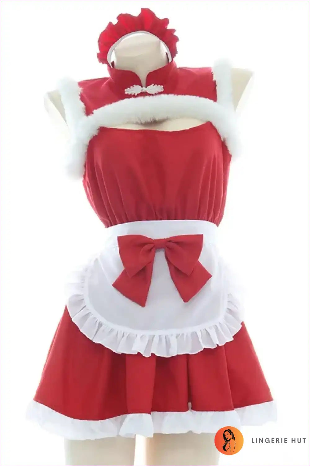 Furry Apron Christmas Maid Dress Set - Cosy Festive Lingerie for a Line, Casual, Costume, just In,