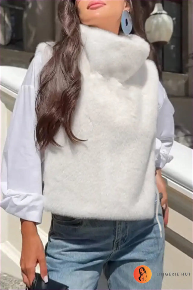 Furry Tie Waist Vest Top - Effortless Layering Edit