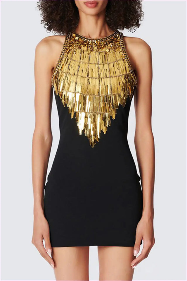 Geometric Jacquard Bodycon Mini Dress - Mock Neck
