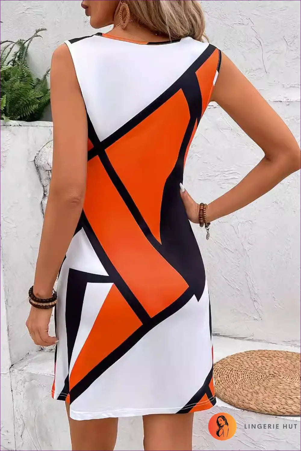 Geometric V-neck Summer Dress - Vibrant And Chic