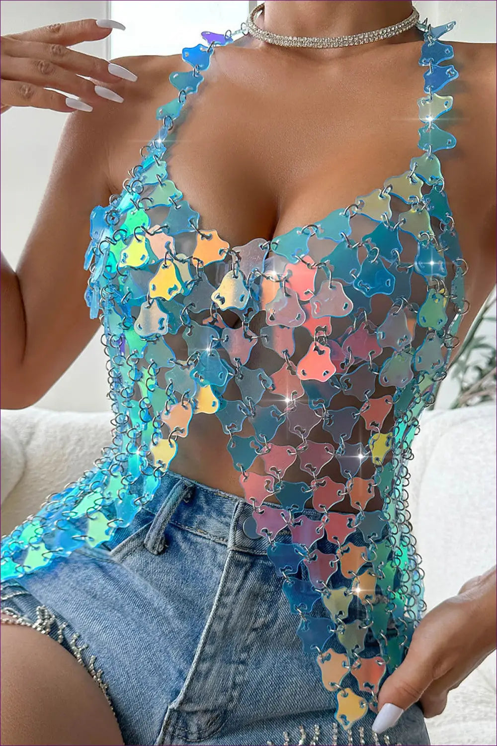 Glam Night Halter Tank - Sexy Summer Sparkle