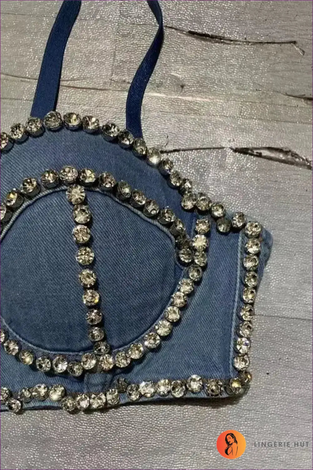 Glam Rhinestone Denim Bustier - Sparkling Elegance