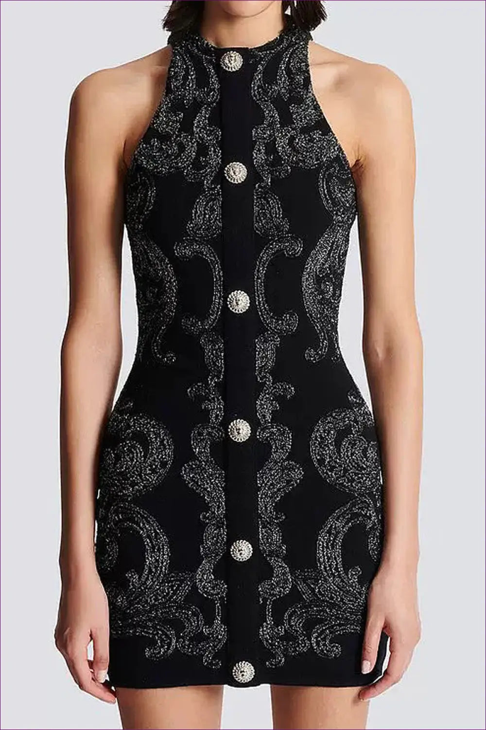 Glamorous Black Embroidered Mini Dress - Sleek Elegance for Bodycon, Dress, Glamour, Mini, Night