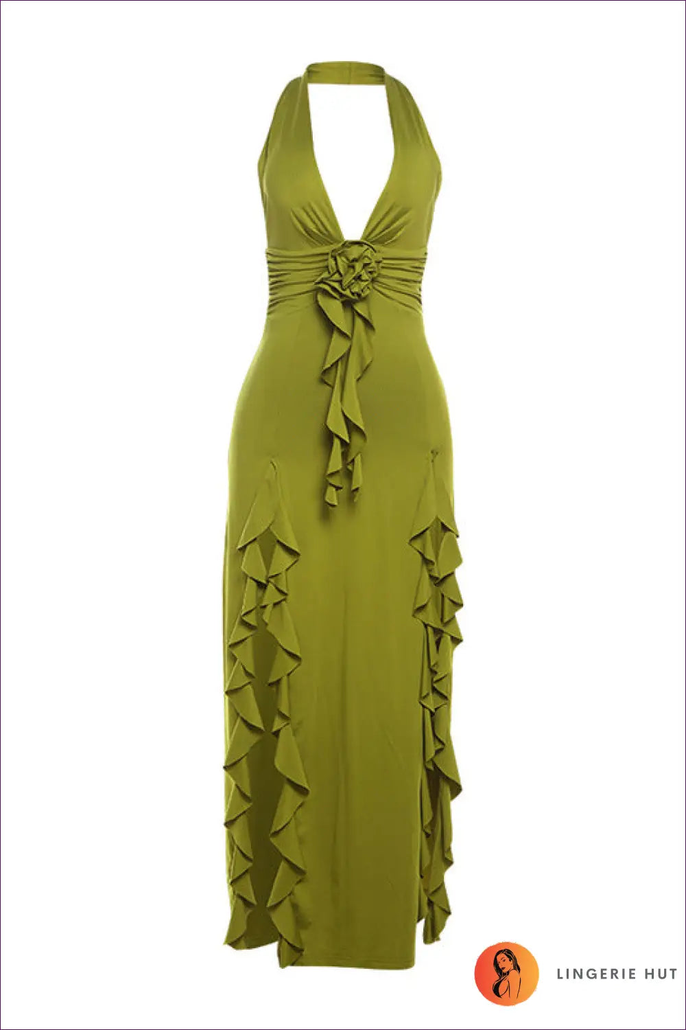 Glamorous Green Halter Maxi Dress - Radiate Confidence for Dress, Maxi, Night Out, Sexy, Summer